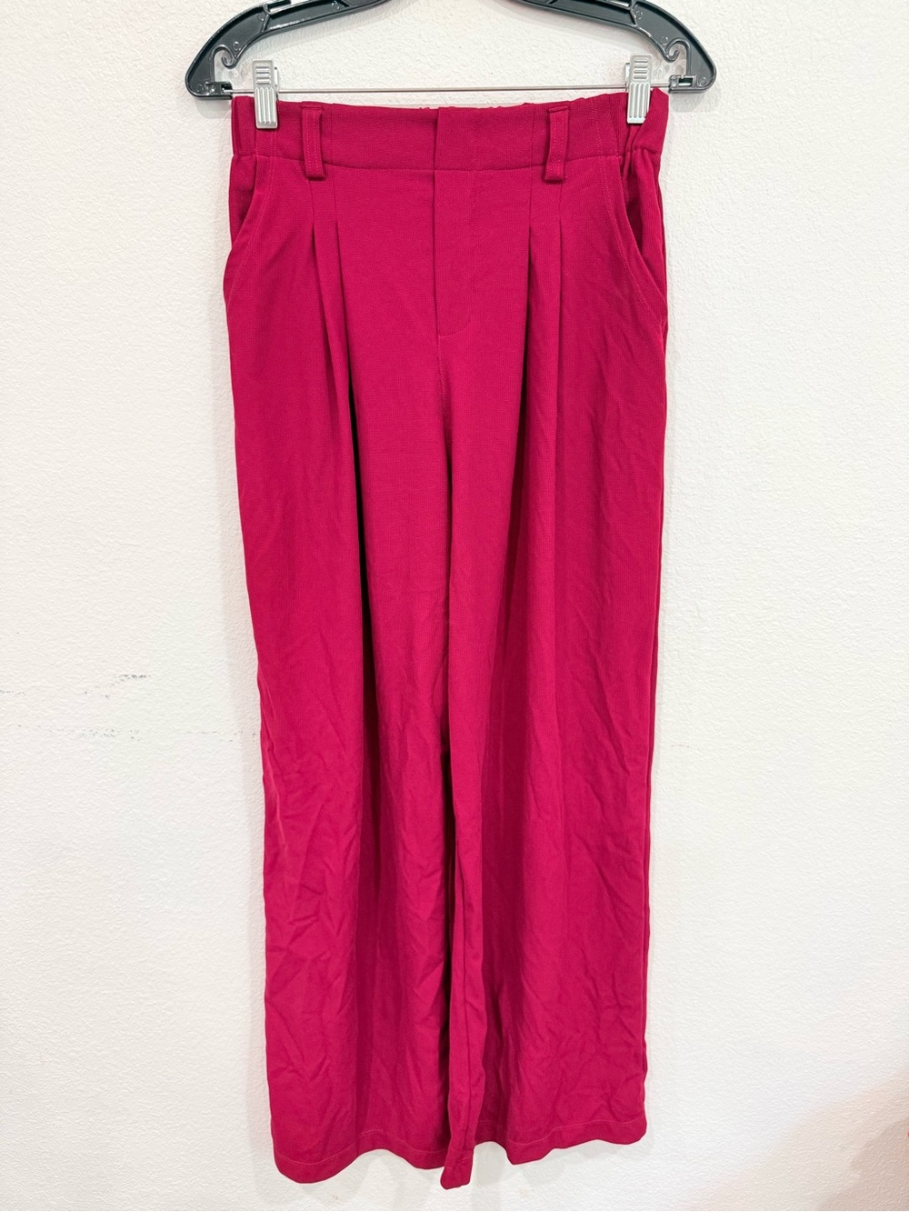 Halara Wide Leg Waffle Knit Pants Raspberry Pink Red Women’s Size Small Regular